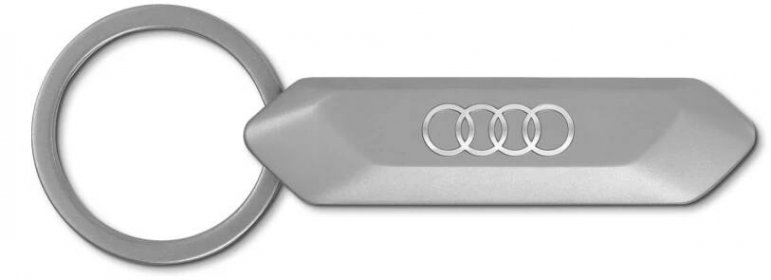 Audi přívěsek na klíče z nerezové oceli, stříbrný