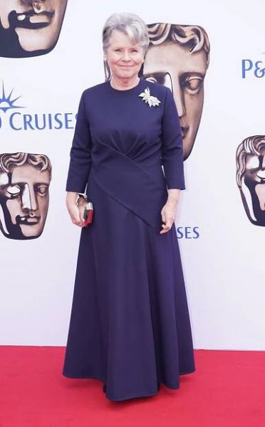 Představitelka královny Alžběty II., herečka Imelda Staunton, vsadila na královský styl i při cestě na červený koberec. Barvou i střihem šatů, které zvolila, by do královského prostředí zapadla bez sebemenších okolků.
