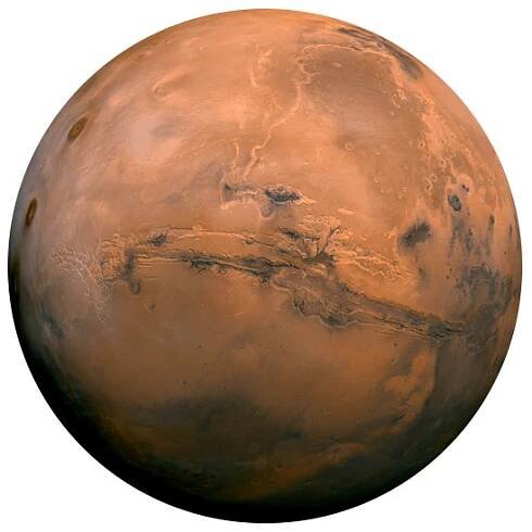 the planet Mars against white background