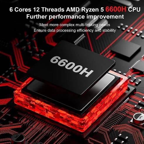 FIREBAT AM02 MINI PC AMD Ryzen 5 6600H DDR5 16GB RAM 512GB SSD WIFI6 BT5.2 Přenosný stolní počítač MINI-PC