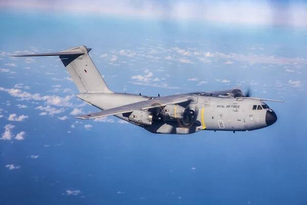 Image shows Atlas transport aircraft in flight.