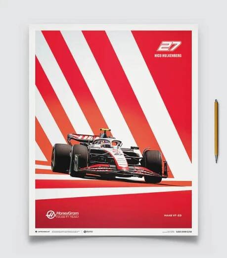MoneyGram Haas F1 Team - Nico Hulkenberg - 2023, Automobilist Obraz na zeď, umělecký print na Posters.cz 