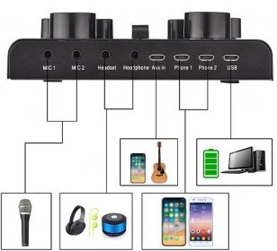 V8 Plus Live Sound Card for Streaming 15 Effects USB Audio Mixer for microphone Voice Changer Device DJ Karaoke Equipment