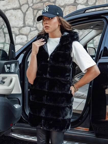 Černá dámská kožíšková vesta ASHTON