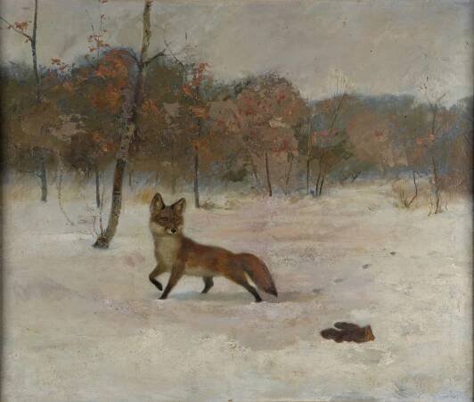 Fox and Mitten Painting by Ernest Thompson Seton