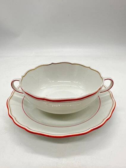 Míšeň, Meissen porcelánová miska na polévku s talířkem - Starožitnosti a umění