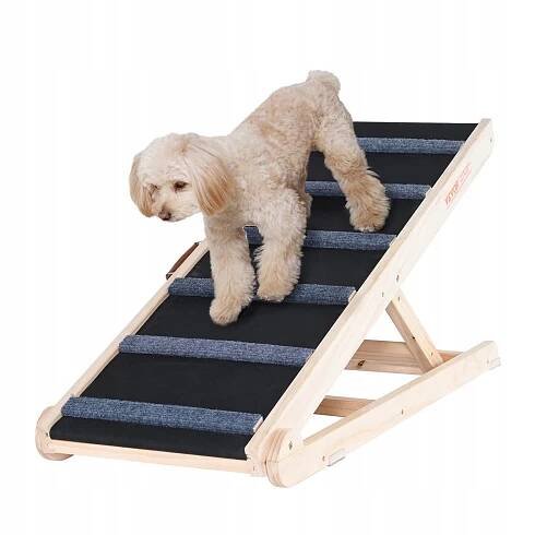 Rampa pro psy dlouhá 1 m - Schůdky pro psy se 6 příčkami - Gumová pomůcka pro psy z