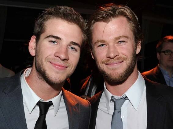 Liam Hemsworth and Chris Hemsworth, recipient of AIF Breakthrough Award, pose during Australians In Film's 2010 Breakthrough Awards