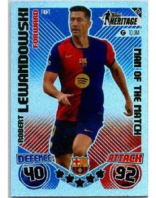 Fotbalová kartička 2024-25 Topps Match Attax EXTRA UEFA Club Competitions Topps Heritage - Man of the Match 274 Robert Lewandowski (FC Barcelona)
