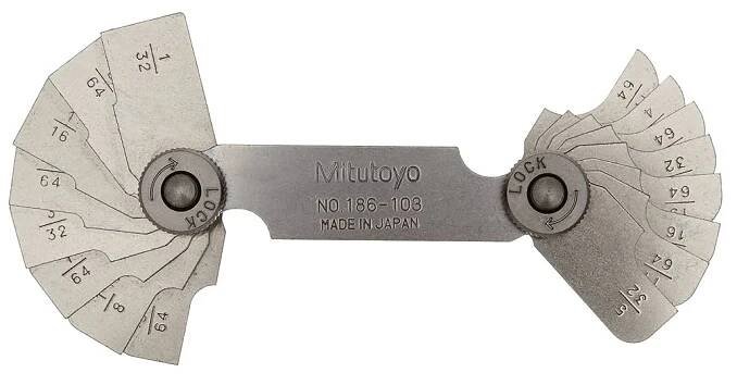 Rádiusové šablony palcové R 1/32 - 17/64", Mitutoyo
