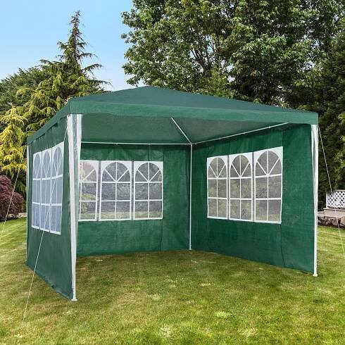 tectake Zahradní altán s bočními stěnami 3 x 3 m, zelený