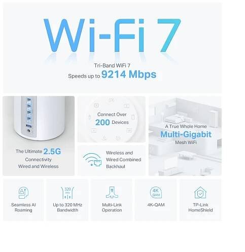 Mesh systém s Wi-Fi 7 pro celou domácnost BE9300 4