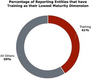 A donut chart shows the percentage of reporting entities with Training as their lowest dimension: 41%. All others: 59%.