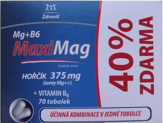 Zdrovit MaxiMag Hořčík 375 mg + B6 70 kapslí