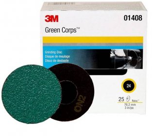 3M Roloc Green Corps Abrasive Disc, 01407, 3 in, 36, 25 discs per carton
