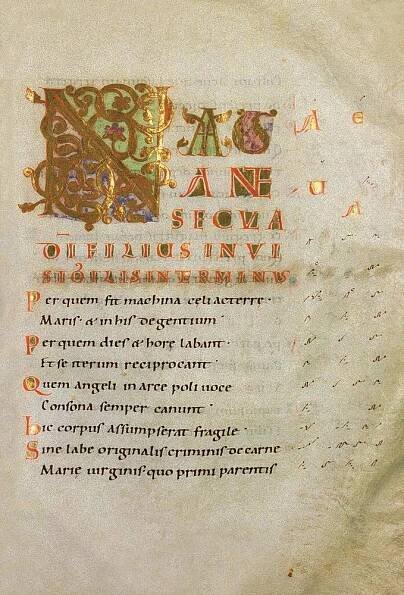 "Natus ante secula", séquence de Noël, de Notker le Bègue, manuscrit du XIe siècle (Stiftsbibliothek St. Gallen, Cod. Sang. 376, p. 320; e-codices).