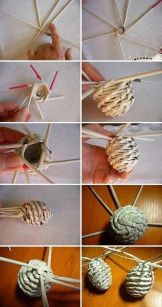 Návod ako si pomocou papiera upliesť veľkonočné vajíčka | Straw crafts, Paper basket weaving, Newspaper crafts