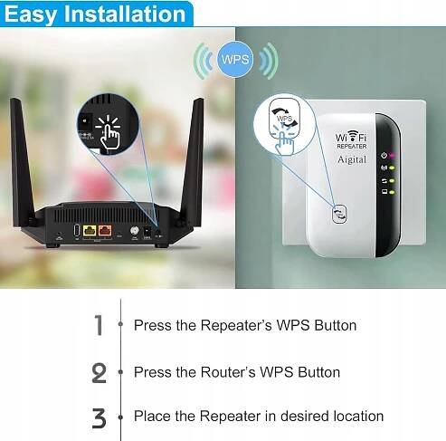 Zesilovač signálu Wi-Fi 300 Mbit/s 2,4 GHz LAN port WPS za 466.00CZK - Allegro