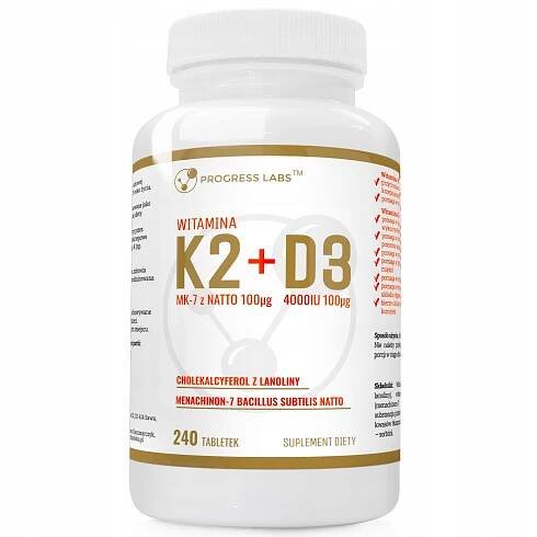 Vitamín K2 MK-7 s NATTO + D3 4000IU SILNÉ KOSTI SVALY IMUNITA 240 tab