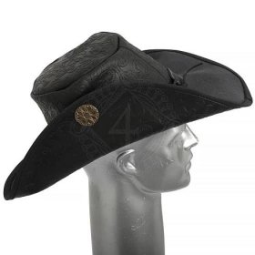Kožený klobouk se širokou krempou a ozdobnou ražbou | Outfit4events