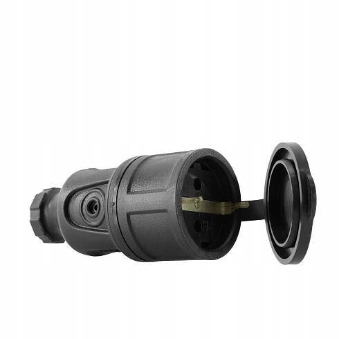Hermetická zásuvka 230V Schuko 2P+Z IP44 16A s uzemněním černá PLASTROL