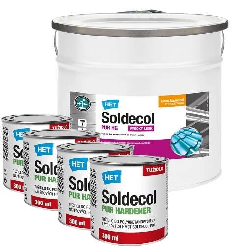 HET Soldecol PUR HG polyuretanová rychleschnoucí barva na kov -  3,1 l (2,5 l + 2 x 300 ml tužidlo)