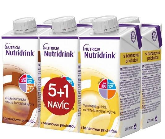 Nutridrink balíček 5+1 s příchutí čokoládovou a banánovou 6x200 ml
