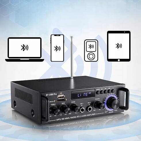 RECEIVER ZESILOVAČ HIFI STEREO BLUETOOTH RÁDIO DIGITÁLNÍ ZESILOVAČ VÝKONU Výška výrobku 10 cm