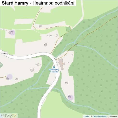 Mapa Staré Hamry - Firmy v části obce.