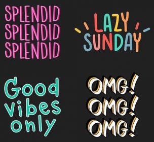 Cute typography on a black background set vector