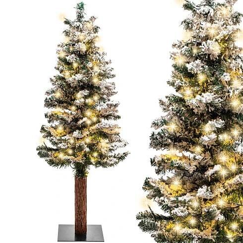 Umělý vánoční stromek s přírodním kmenem a LED světýlky - 120 cm