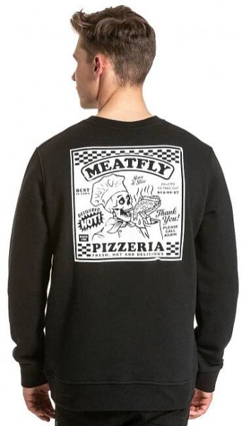 mikina Meatfly Pizza Crew - Black