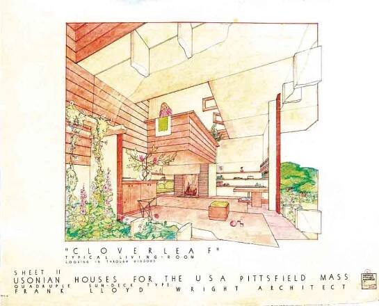 Cloverleaf Quadruple Housing in Pittsfield, Massachusetts was a 1942 project by Frank Lloyd Wright.
