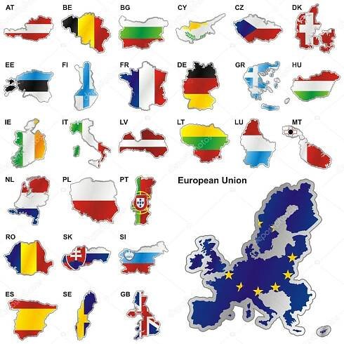 Vlajky eu v obrazců map