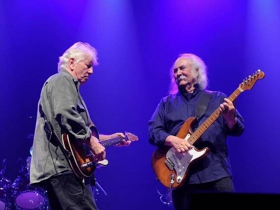 Graham Nash and David Crosby performing on stage