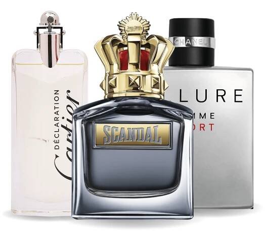 Sada 3 parfémů parfémů Allure Homme Sports, Jean Paul Gaultier Scandal, Cartier Declaration 100ml