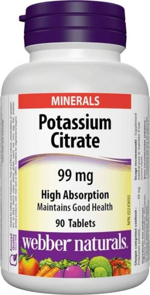 Webber Naturals Potassium Citrate 99 mg 90 tbl