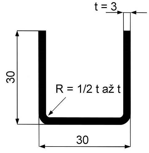 Jekl otevřený U 25×25×2 mm – 6 m