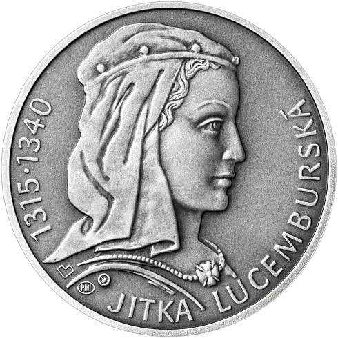 Jitka Lucemburská - 700. výročí narození stříbro patina