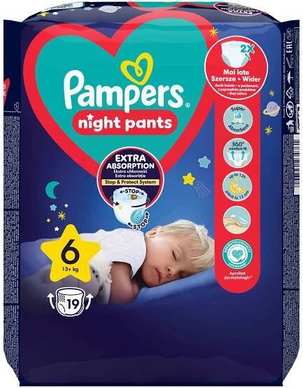 Pampers Night pants plenkové kalhotky 6 (13+ kg)