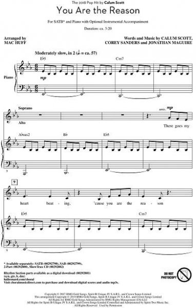 Calum Scott - You Are The Reason (arr. Mac Huff) | Notypisni.cz