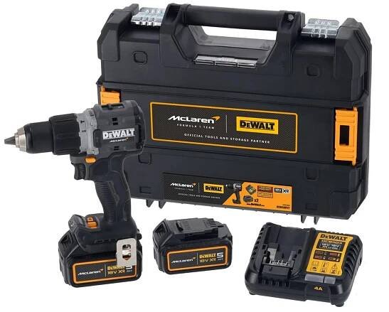 příklepová vrtačka-aku šroubovák 18V, 2x5Ah, DeWalt [DCD85MP2T-QW] MCLAREN