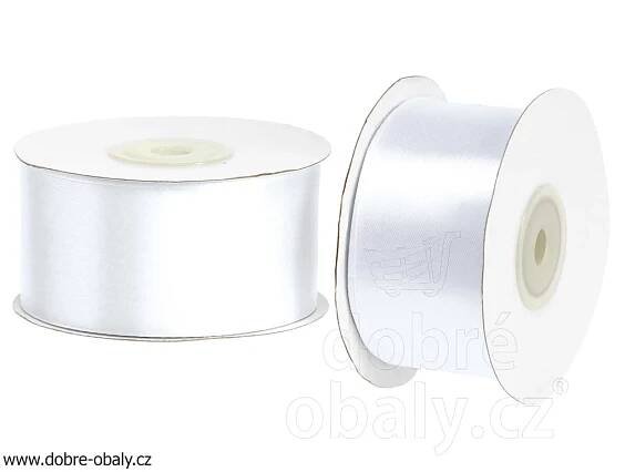 Saténová svatební stuha 3,8 cm x 25 m BÍLÁ