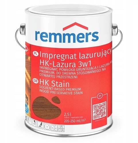 Remmers Hk-lasur Kaštan 2,5L ochranný impregnační nátěr na dřevo lazura 3v1