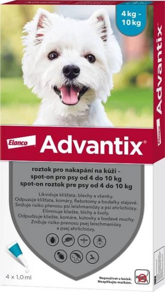 Advantix Spot-on pre psy od 4 do 10 kg 4 x 1 ml