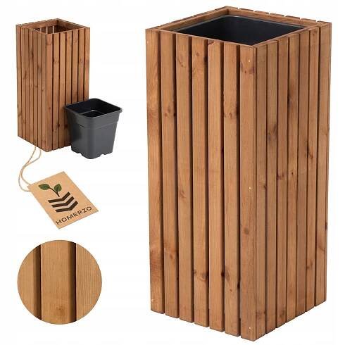 Velký zahradní květináč dřevěný vysoký 80 cm, vložka 1x18l terasa balkon zahrada