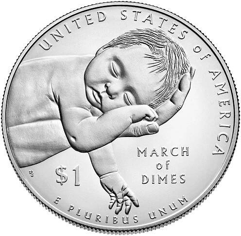 2015 March Of Dimes Commemorative Silver One Dollar Uncirculated Reverse