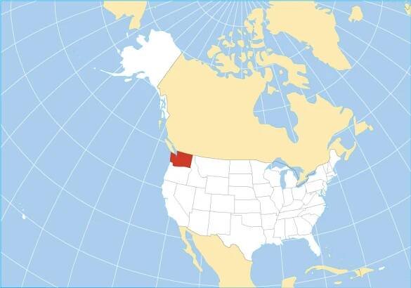 Map of location of Washington state in the US