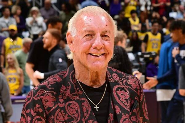 Ric Flair attended a Lakers playoff game against the Timberwolves just two weeks ago.