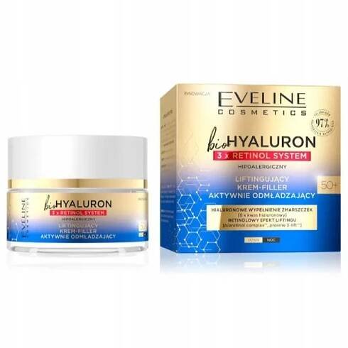 Eveline Biohyaluron 3XRETINOL Filler Liftingový krém Aktivní omlazující 50+